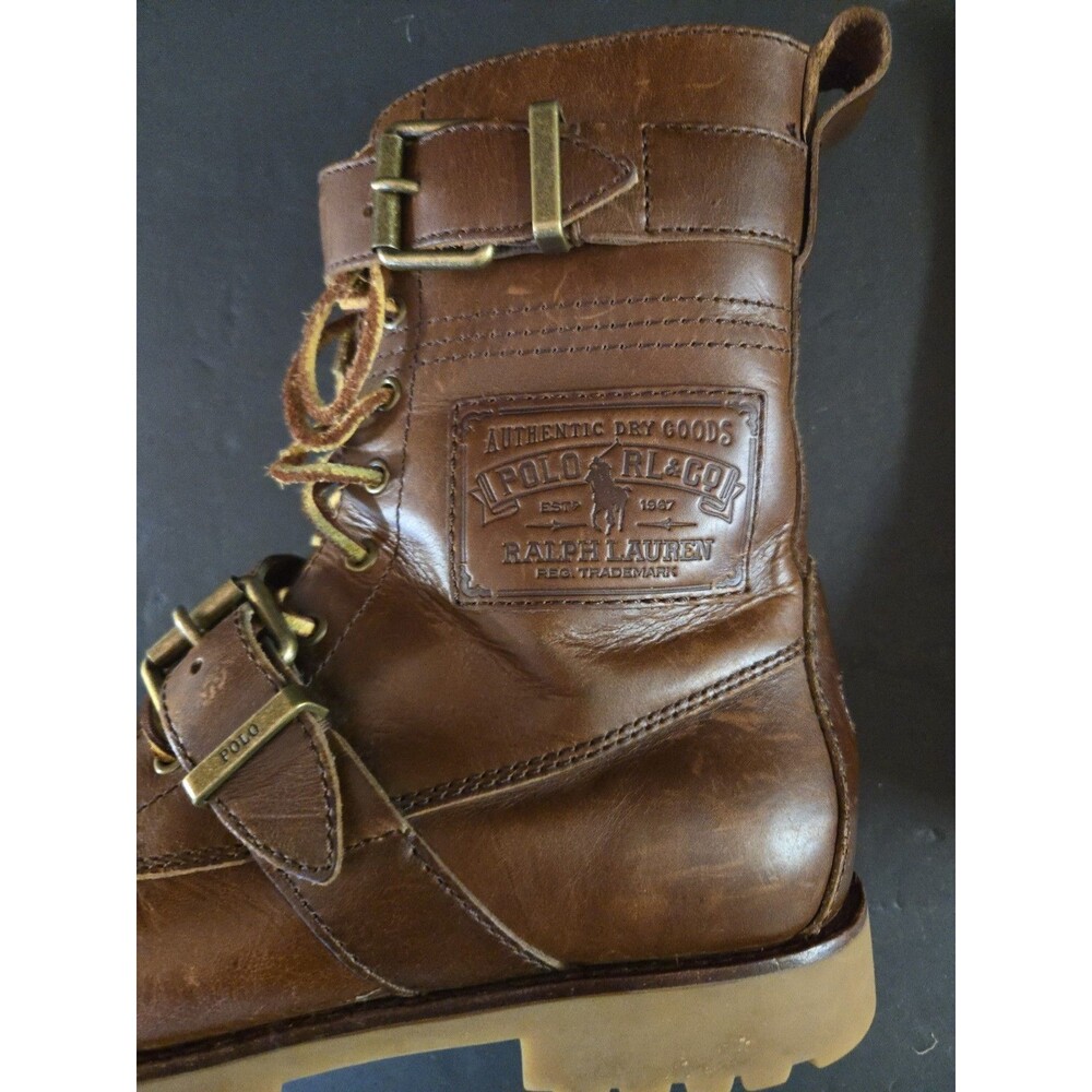 Polo Ralph Lauren Radbourne Brown  Leather Boots Men Range 14567 H17 Size 8.5D - Picture 3 of 16
